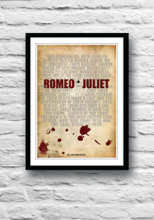 ROMEO and JULIET, Shakespeare print, Quote poster, Typography poster ...