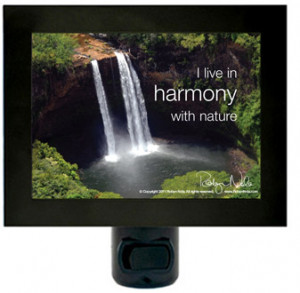 live in harmony with nature” positive affirmation night light
