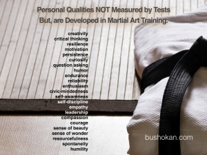 ... not measured by tests but are developed in martial art training
