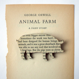 Image of George Orwell - 'Animal Farm' original book page brooch