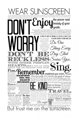 wear sunscreen quote print poster black and white or color home decor ...