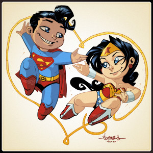 Superman and Wonder Woman Chibi love by Red-J