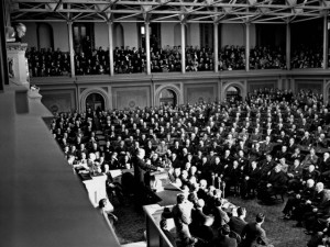 justices, and others listen as a grim President Franklin D. Roosevelt ...