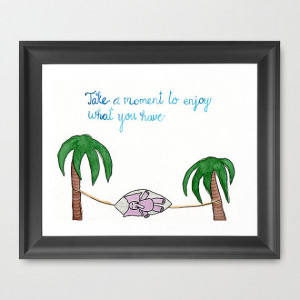 Take a moment mantra quote watercolor illustration painting