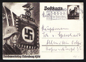 WWII NAZI REICH RARE 1934 NSDAP SOLDIER SWASTIKA POSTCARD WITH VERY ...