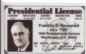 President Franklin D Roosevelt FDR Celebrity Drivers License fake ...