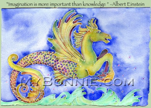 SEAHORSE Painting Albert Einstein Quote 15x11 Signed Art by Bonnie ...