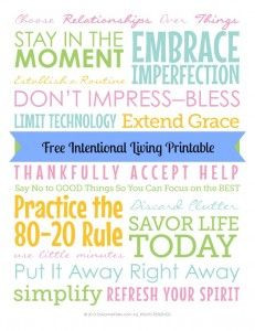 Free Intentional Living Printable!