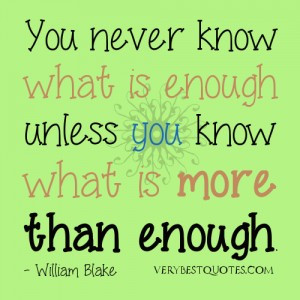 Contentment quotes,you know what is more than enough. - William Blake ...