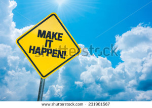 Quote yellow road sign with cloudy background - stock photo