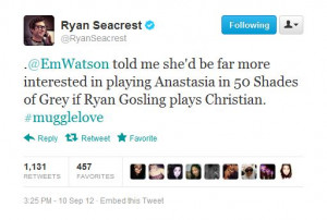 ... Will Only Play Anastasia Steele If Ryan Gosling Plays Christian Grey
