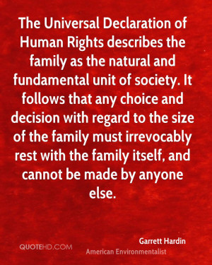 The Universal Declaration of Human Rights describes the family as the ...