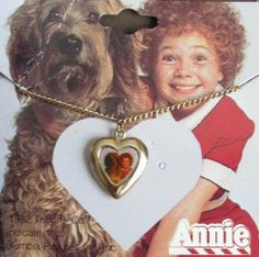 Little ORPHAN ANNIE Gold Tone HEART PENDANT NECKLACE w Enamel Annie ...