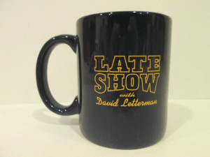 The Late Show David Letterman Coffee Mug Blue late night talk show NYC