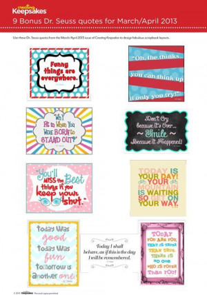 ... Free Dr. Seuss Inspired Quotes Printables from ... | Scrapbooking