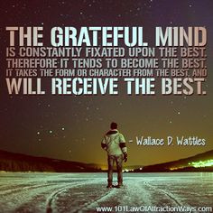 The grateful mind is constantly fixated upon the best...