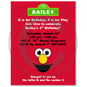 Elmo Inspired Birthday Party Invitations, Sesame Street Party ...