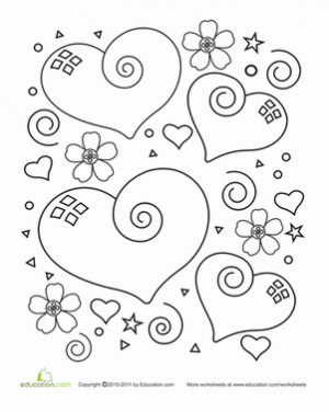 Valentine's Day Kindergarten Holiday Worksheets: Heart Coloring Page