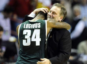 Happy returns: MSU coach Tom Izzo hugs Korie Lucious after Lucious' 3 ...
