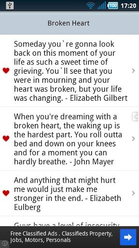 Collection of famous quotations for those with a broken heart.