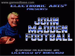 Title screen of John Madden Football on the Nintendo SNES.