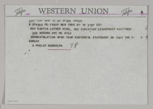 Telegram from A. Philip Randolph to MLK