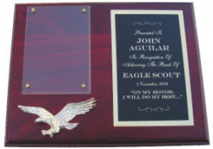 Solid Walnut Eagle Scout Plaque with Rosewood Stain