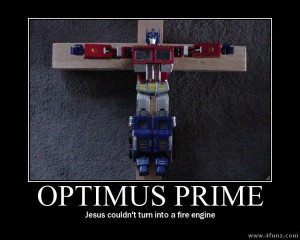 Optimus prime on cross