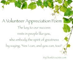 Thank You Volunteers Poems - Volunteer Appreciation Poem - Poem to Say ...