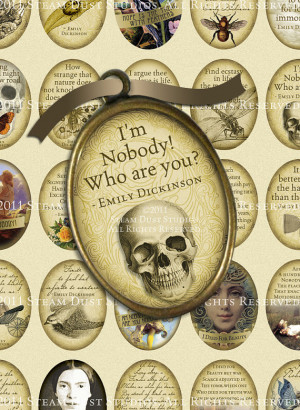 Emily Dickinson Poetry & Quotes - 30 x 40mm Cameo-Size Ovals- Digital ...