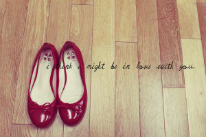 cute, fashion, flats, in love, love, quote, red, shoes