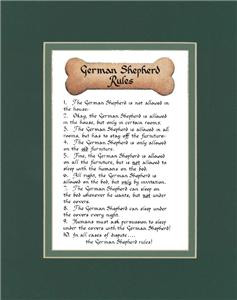Details about Dog Rules German Shepherd Calligraphy Poem Funny Humor