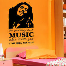 Bob Marley Music Makes You Feel No Pain Wall Quote Decal Vinyl wall ...