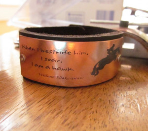 jumper copper and leather bracelet horse and rider jumping with quote ...