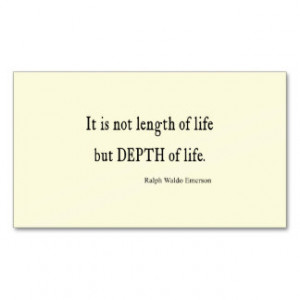 ... Emerson Inspirational Depth of Life Quote Business Card Template