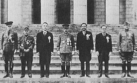 Germany's Führer Adolf Hitler (right) beside Italy's Duce Benito ...