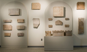 Part of the wall of Latin funerary inscriptions in the museum