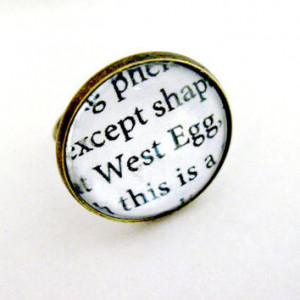 Quotes Book Page Jewelry Ring West Egg WestEgg Upcycled Altered Book ...