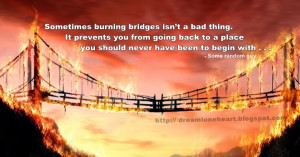 and wiser, there are going to be situations in which burning bridges ...