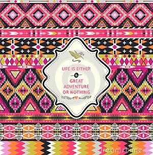 ... aztec pattern with geometric elements and quotes typographic text