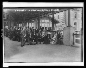 Awaiting examination, Ellis Island. Credit: American Memory ...