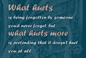 Being Forgotten Quote: What hurts is being forgotten by someone ...
