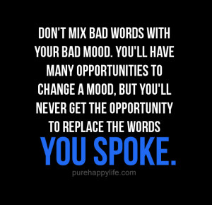 Life Quote: Don’t mix bad words with your bad mood. You’ll have ...
