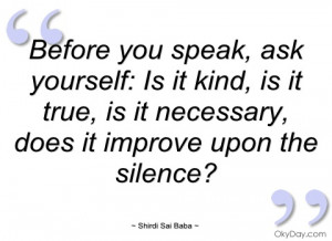 before you speak shirdi sai baba