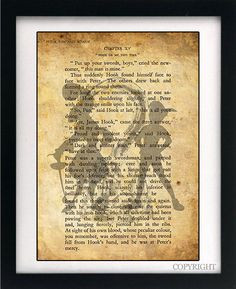 ... Hook Art Book Print - A4 or A3 Large Vintage Page Effect Wall Quote