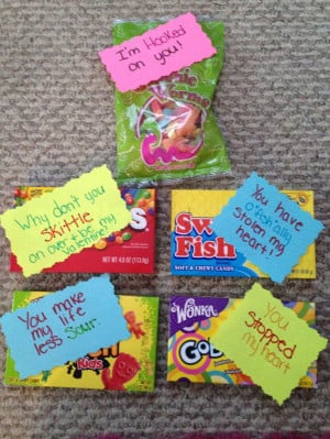 Sweet valentine candy sayings. #valentines #swedishfish #gum #nerds # ...