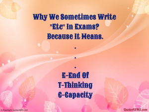 Why We Sometimes Write “Etc” In Exams?...