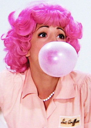 Frenchie the pink lady from grease...practice your bubblegum blowing ...