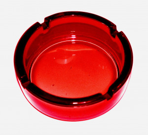 Description Red Glass Ashtray