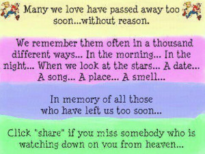 Picture quotes in memory of all those who have left us too soon